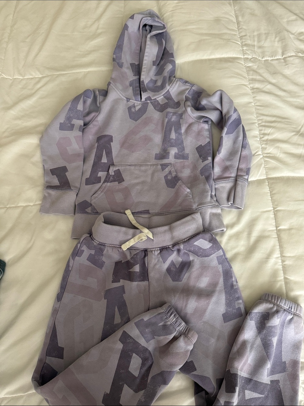 GAP Lavender Letter Print Hoodie & Jogger Set